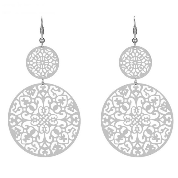 Francesca's Collections Jewelry - Francesca's Silver Plated Circle Pendant Dangle Earrings